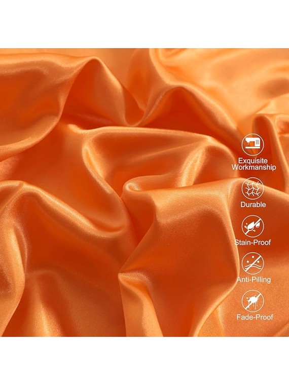 Cloud-Like Comfort RV King Size 4-Piece Sheet Set 22 Momme Mulberry Silk Bed Sheets Set Fits 23-26" Deep Pocket - Luxury Gift for Loved Ones (Solid, Orange)