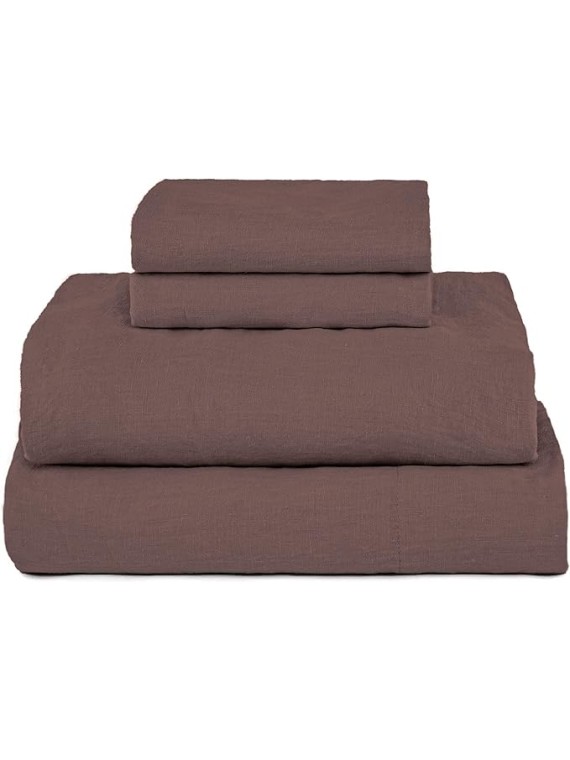 100% French Linen Sheet Set by Queen - Clove