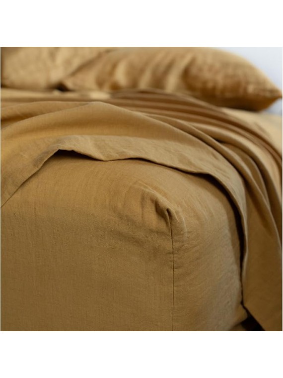 100% French Linen Sheet Set by Queen - Clove