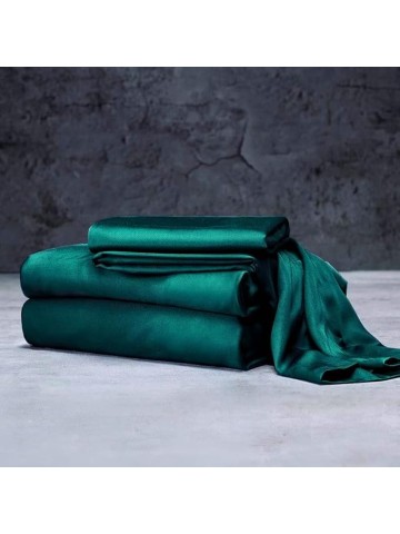 King Size 19 Momme Mulberry Silk Bedding Set - 6-Piece Luxury (4 Pillowcases, 1 Fitted Sheet, 1 Flat Sheet) Fits 27-32" Deep Pocket (Solid, Teal)
