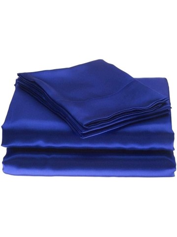 King Size 100% Mulberry Silk 6-Piece Sheet Set - 22 Momme Grade 6A Pure Silk Sheets Fits 24-26" Deep Pocket, Luxurious Bed Sheets for Ultimate Comfort (Solid, Royal Blue)