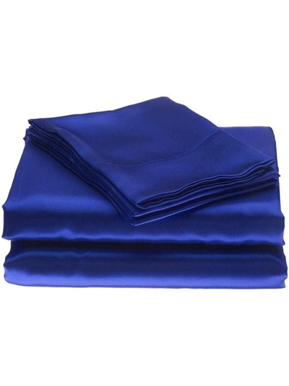 King Size 100% Mulberry Silk 6-Piece Sheet Set - 22 Momme Grade 6A Pure Silk Sheets Fits 24-26" Deep Pocket, Luxurious Bed Sheets for Ultimate Comfort (Solid, Royal Blue)