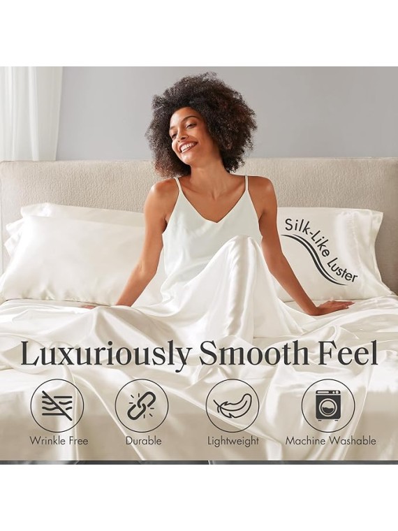 King Size 100% Mulberry Silk 6-Piece Sheet Set - 22 Momme Grade 6A Pure Silk Sheets Fits 24-26" Deep Pocket, Luxurious Bed Sheets for Ultimate Comfort (Solid, Royal Blue)