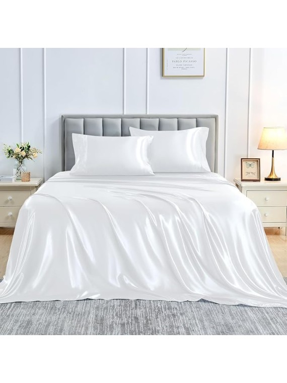 Regal Comfort Alaska King Size 4-Piece Sheet Set 16 Momme Mulberry Silk Bed Set Fits 27-32" Deep Pocket - Mulberry Silk Sheets for Designer-Inspired Homes (Solid, Elephant Grey)