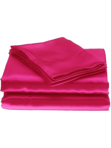 Regal Comfort Grand King Size 4-Piece Sheet Set 19 Momme Mulberry Silk Bed Set Fits 10-12" Deep Pocket - Mulberry Silk Sheets for Designer-Inspired Homes (Solid, Hot Pink)