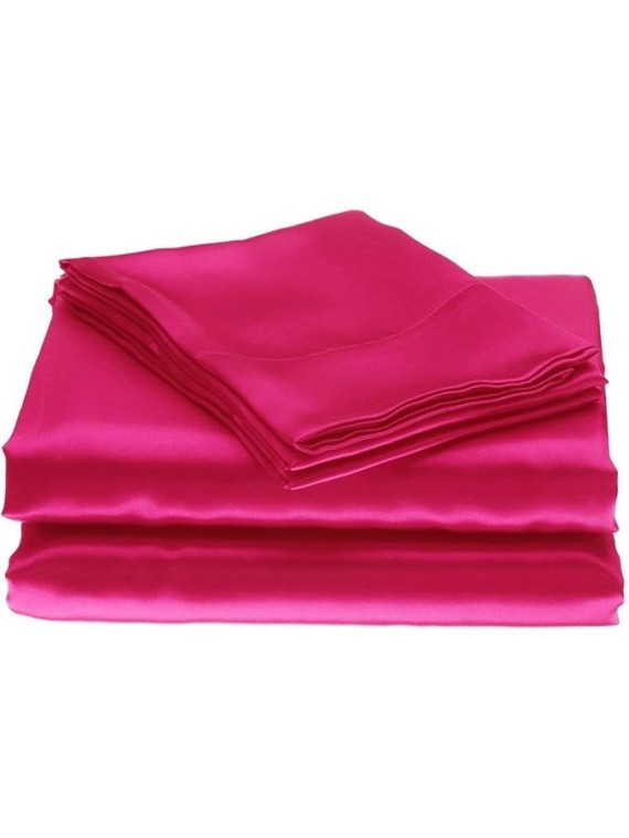 Regal Comfort Grand King Size 4-Piece Sheet Set 19 Momme Mulberry Silk Bed Set Fits 10-12" Deep Pocket - Mulberry Silk Sheets for Designer-Inspired Homes (Solid, Hot Pink)