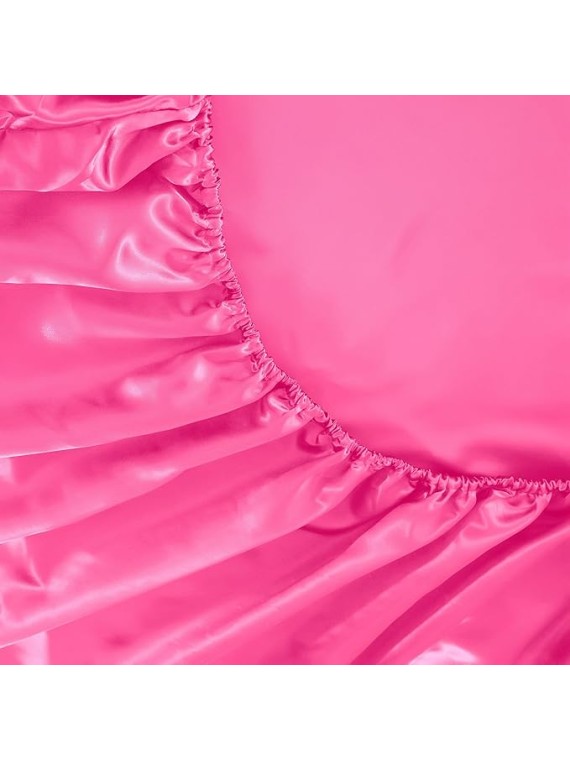 Regal Comfort Grand King Size 4-Piece Sheet Set 19 Momme Mulberry Silk Bed Set Fits 10-12" Deep Pocket - Mulberry Silk Sheets for Designer-Inspired Homes (Solid, Hot Pink)