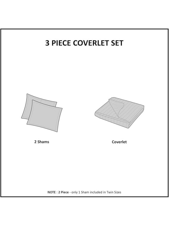 3 Pcs Tufted Cotton Chenille Coverlet Set Ivory,Taupe King,Cal King