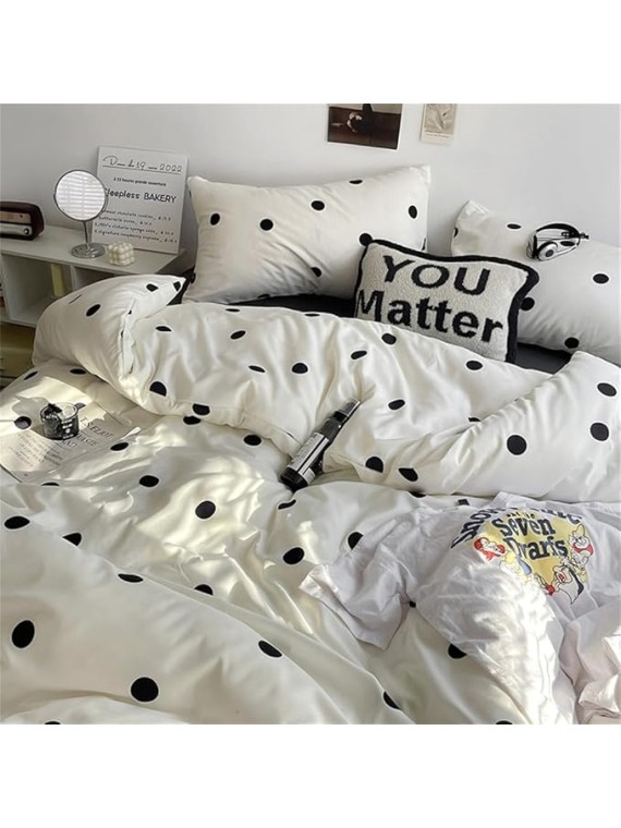 Simple Style Bed Linen Set Skin-Friendly Bedsheet Set Pillowcase 이불세트 Brushed Bedclothes Single/Full/Queen/King Size Bedding Set,04,Full 4pcs