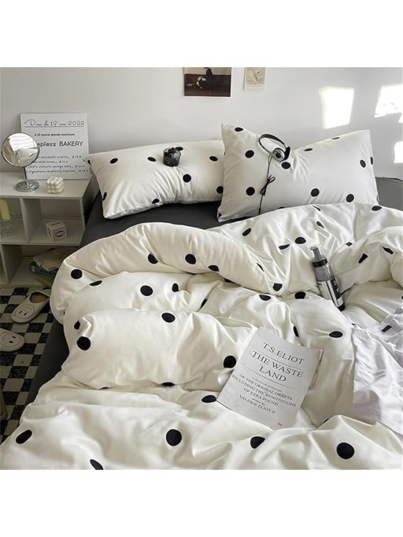 Simple Style Bed Linen Set Skin-Friendly Bedsheet Set Pillowcase 이불세트 Brushed Bedclothes Single/Full/Queen/King Size Bedding Set,04,Full 4pcs