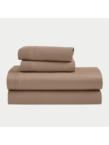 HOMECITY 100% Egyptian Cotton 1500 Thread Count Bed Sheet Set, Sateen Weave, All Season, Solid Bed Sheets, Bedding Essentials, 1 Fitted Sheet, 1 Flat Sheet, 2 Pillowcases, California King, Taupe
