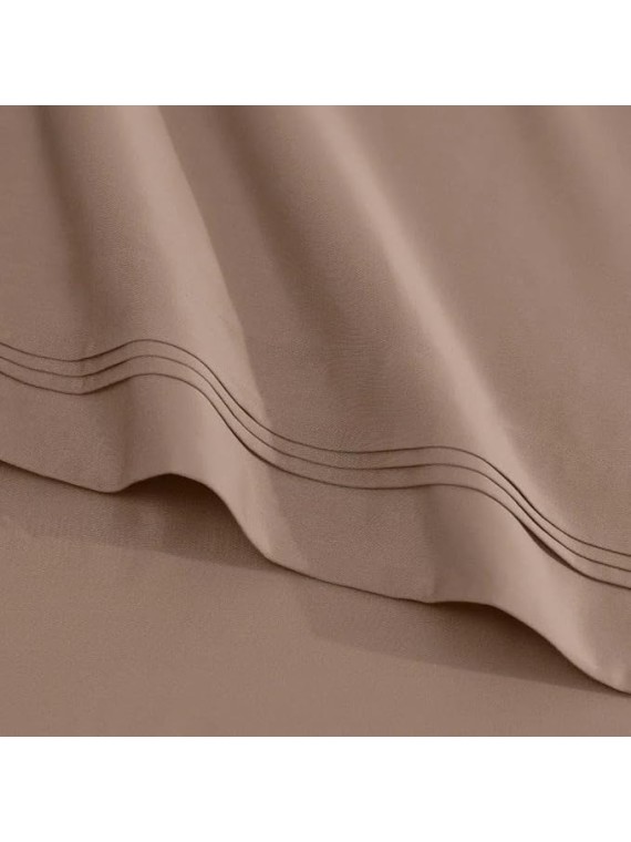 HOMECITY 100% Egyptian Cotton 1500 Thread Count Bed Sheet Set, Sateen Weave, All Season, Solid Bed Sheets, Bedding Essentials, 1 Fitted Sheet, 1 Flat Sheet, 2 Pillowcases, California King, Taupe
