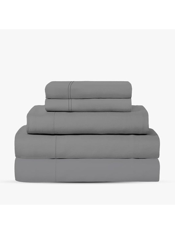 5 Piece Bedding Bundle - 1500 Thread Count Extra Long Staple Egyptian Cotton 4 Piece Sheet Set(King, Dark Grey) with a 1000 Thread Count 22 Inch Deep Pocket Matching Fitted Sheet