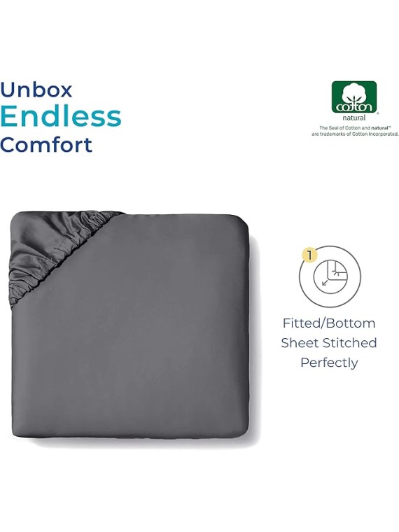5 Piece Bedding Bundle - 1500 Thread Count Extra Long Staple Egyptian Cotton 4 Piece Sheet Set(King, Dark Grey) with a 1000 Thread Count 22 Inch Deep Pocket Matching Fitted Sheet