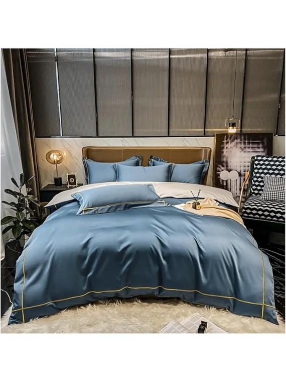 Egyptian Cotton Bedding Sets Queen King Size Embroidery Duvet Cover Sheet Bed Linen Style Home Textiles(Queen)