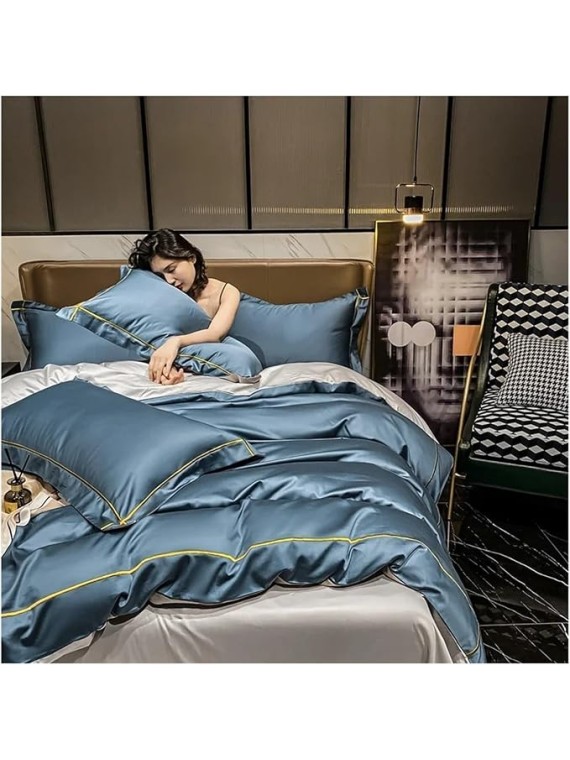 Egyptian Cotton Bedding Sets Queen King Size Embroidery Duvet Cover Sheet Bed Linen Style Home Textiles(Queen)