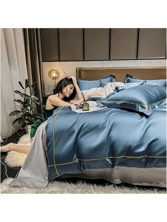 Egyptian Cotton Bedding Sets Queen King Size Embroidery Duvet Cover Sheet Bed Linen Style Home Textiles(Queen)