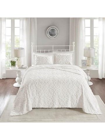 Bedding Comforter Sets - Reversible Bedding, All Seasons 3 Piece Tufted Cotton Bedspread Set Lightweight Blanket,Bed in a Bag Duvet Cover Bedding Set,Off White King/Cal King