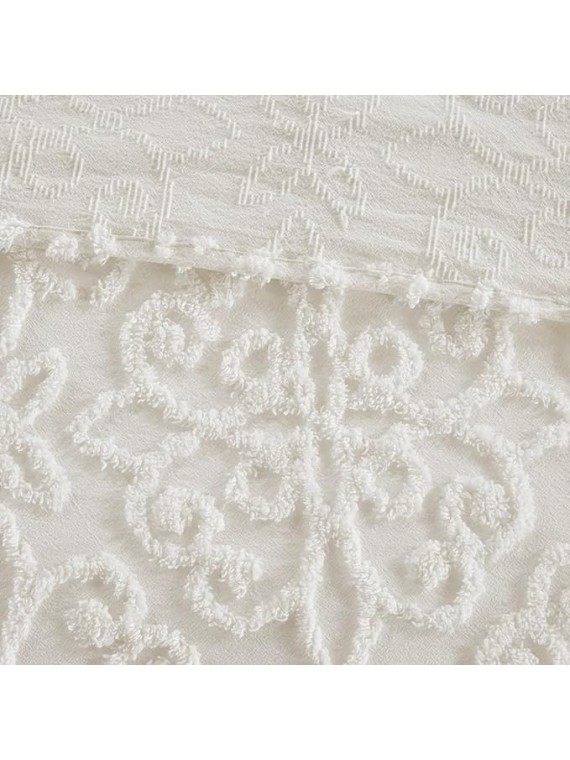 Bedding Comforter Sets - Reversible Bedding, All Seasons 3 Piece Tufted Cotton Bedspread Set Lightweight Blanket,Bed in a Bag Duvet Cover Bedding Set,Off White King/Cal King