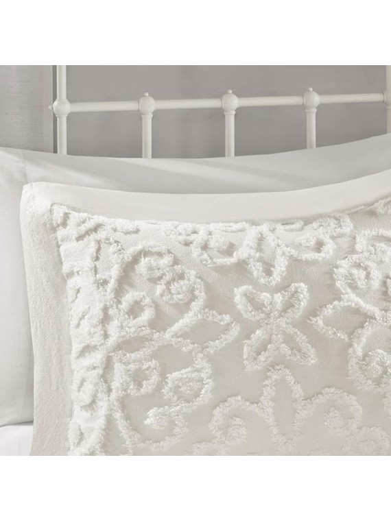 Bedding Comforter Sets - Reversible Bedding, All Seasons 3 Piece Tufted Cotton Bedspread Set Lightweight Blanket,Bed in a Bag Duvet Cover Bedding Set,Off White King/Cal King