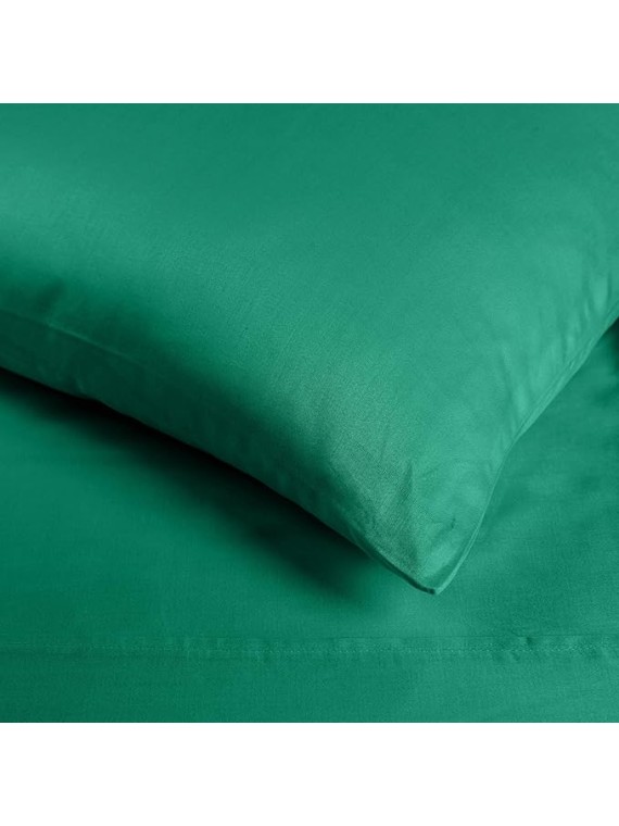 Egyptian Cotton 400 Thread Count Bed Sheet Set, 2 Elastic Deep Pocket Fitted Sheets, 1 Flat Sheet, 2 Pillowcases, Soft Bedding, Luxury Sheets, Sateen Weave, Split King Size, Green