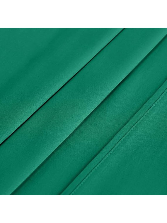 Egyptian Cotton 400 Thread Count Bed Sheet Set, 2 Elastic Deep Pocket Fitted Sheets, 1 Flat Sheet, 2 Pillowcases, Soft Bedding, Luxury Sheets, Sateen Weave, Split King Size, Green