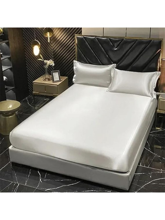Blended Mulberry Silk Bedding Set Queen King Size Silky Duvet Cover Set with Fitted Sheet Soft Bed Linen Set