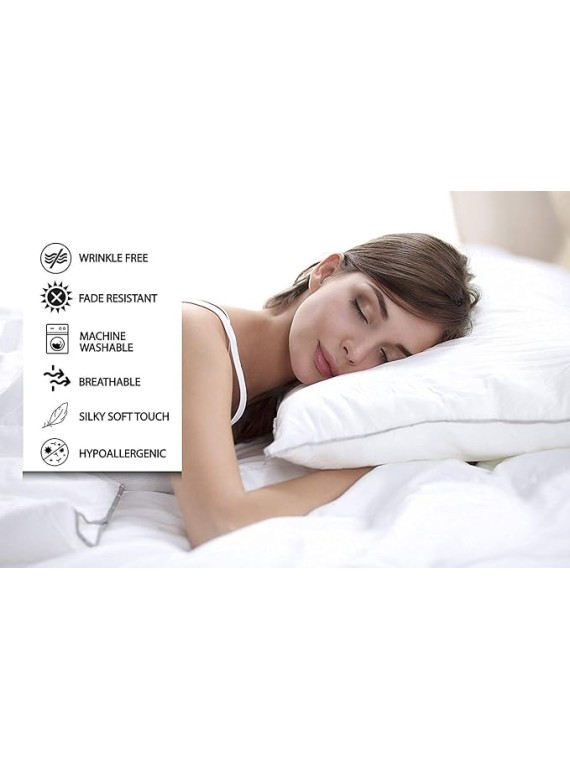 Dream Zone 1000 Thread Count PimaCott Sheet Set in 18" Deep Pocket (Queen Size, Stripe White)