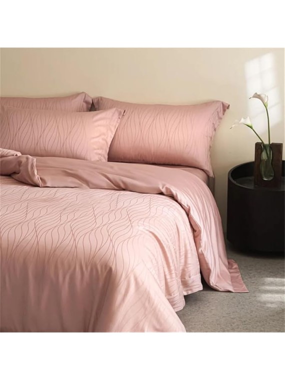 Bedding Set Textured Sheet Pillowcases Soft Silky Blanket Cover Queen King Double Size Bed Linens