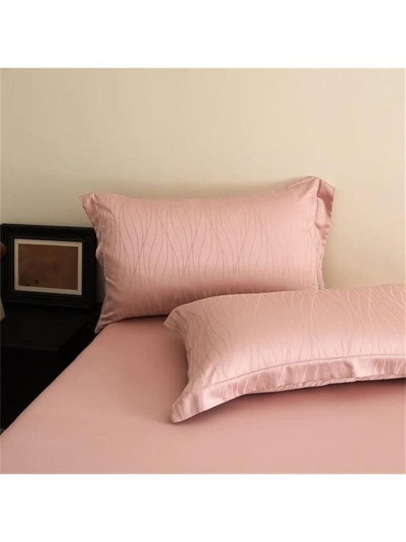 Bedding Set Textured Sheet Pillowcases Soft Silky Blanket Cover Queen King Double Size Bed Linens