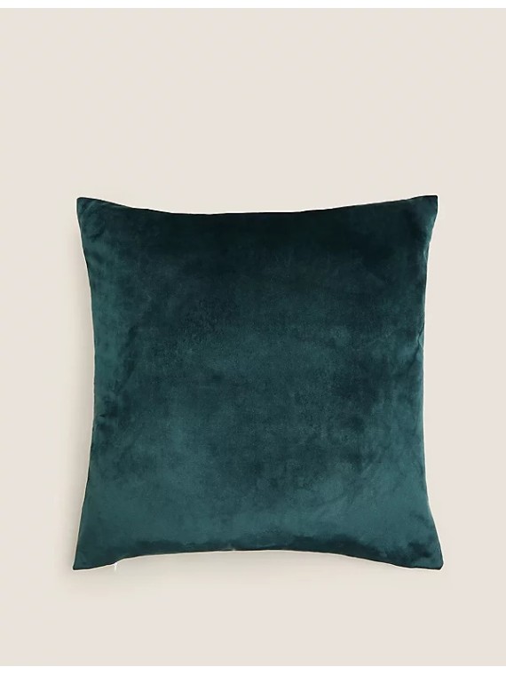 Velvet Embroidered Peacock Cushion