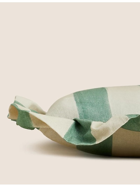 Cotton with Linen Frilled Cushion