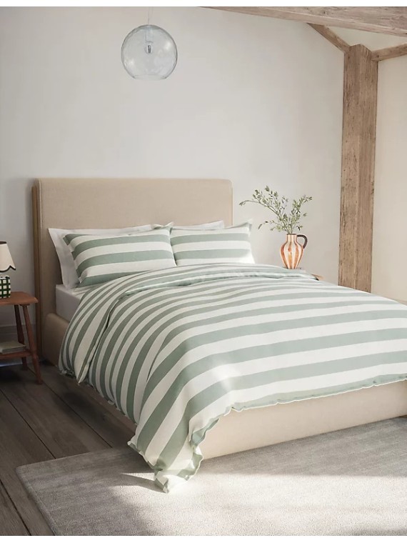 Linen Blend Striped Bedding Set